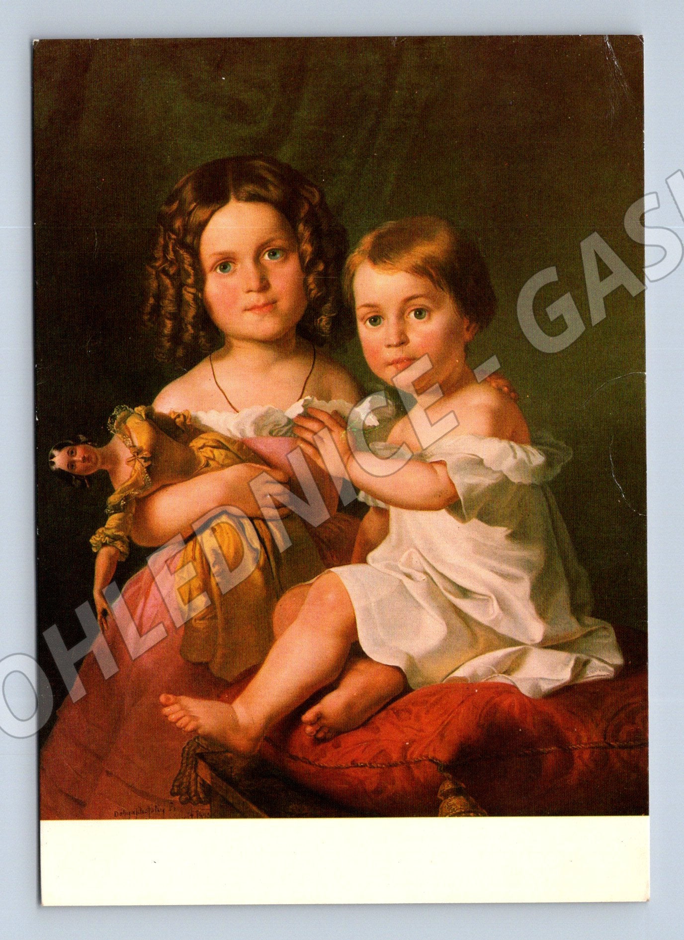 Pohlednice reprodukce Dvě děti olej 1983 (M22184)