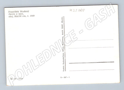 Pohlednice Slovensko Devín v noci 1949 (M22188)