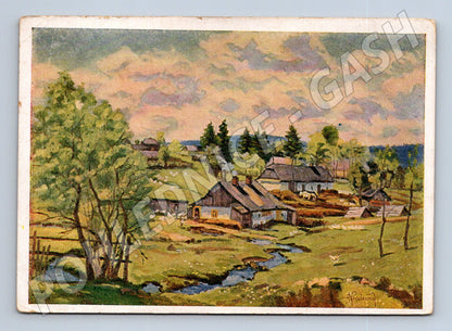Pohlednice venkovská krajina malba (M22204)