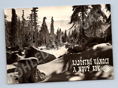 Pohlednice zimní krajina Radostné Vánoce 1970 (M22213)
