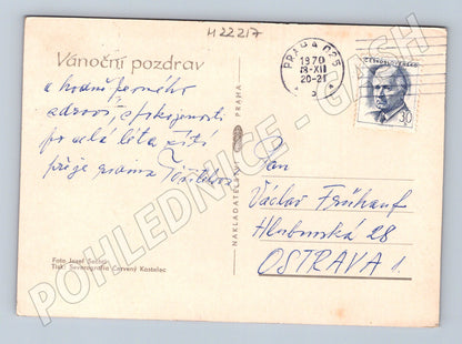 Pohlednice vánoční zátiší jablko ořechy 1970 (M22217)