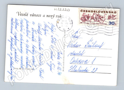 Pohlednice Vánoční zátiší ovoce a svíčky 1970 (M22220)