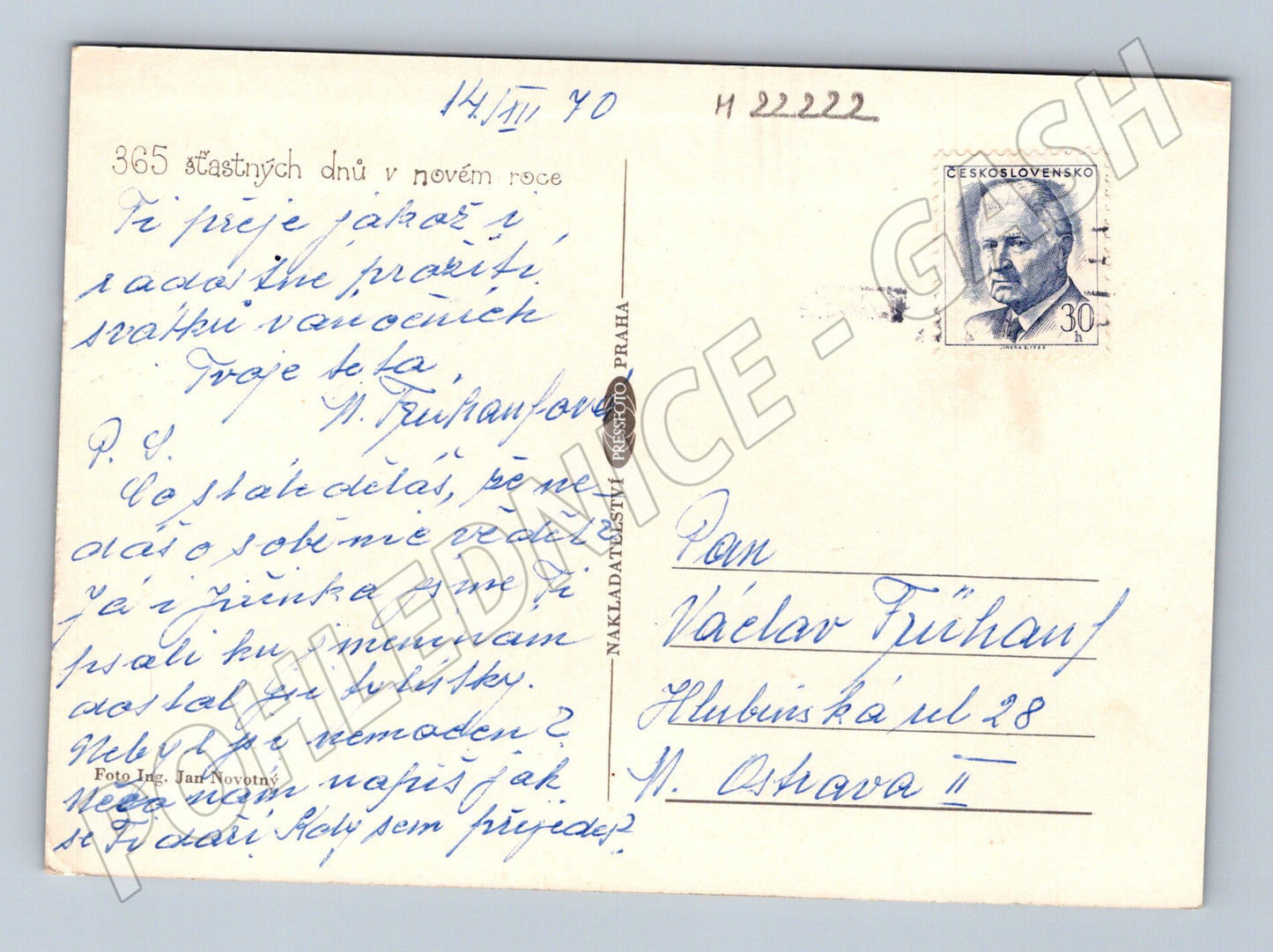 Pohlednice Novoroční zátiší 1970 (M22222)