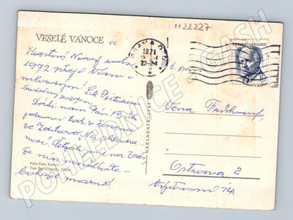 Pohlednice vánoční svíčky a stromeček 1978 (M22227)