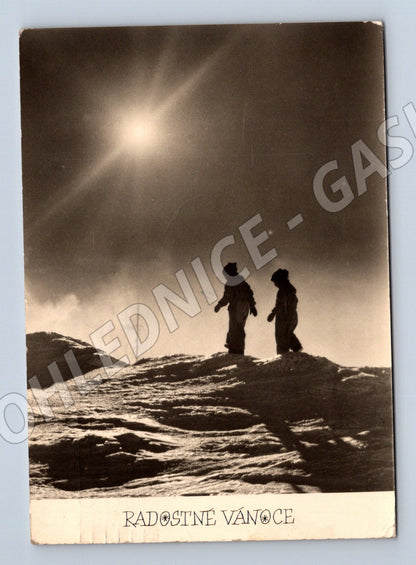 Pohlednice Radostné Vánoce horský motiv 1967 (M22231)