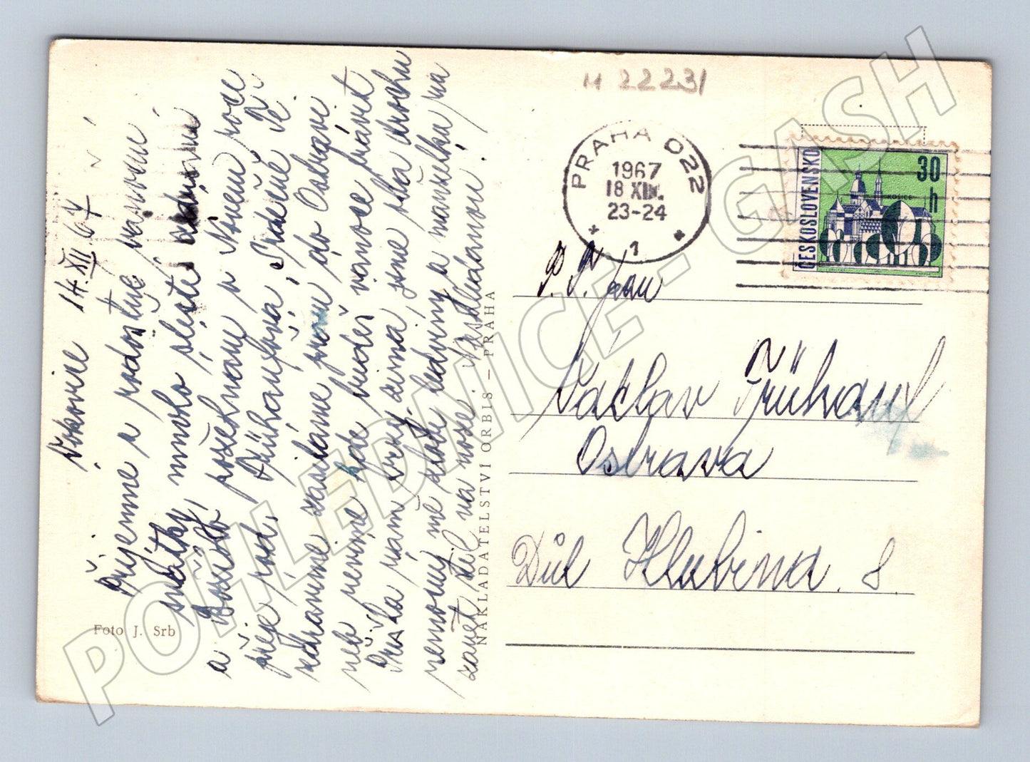 Pohlednice Radostné Vánoce horský motiv 1967 (M22231)