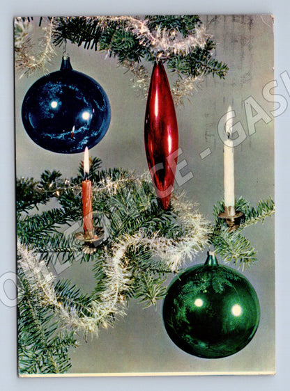 Pohlednice Vánoční ozdoby a jehličí 1967 (M22232)