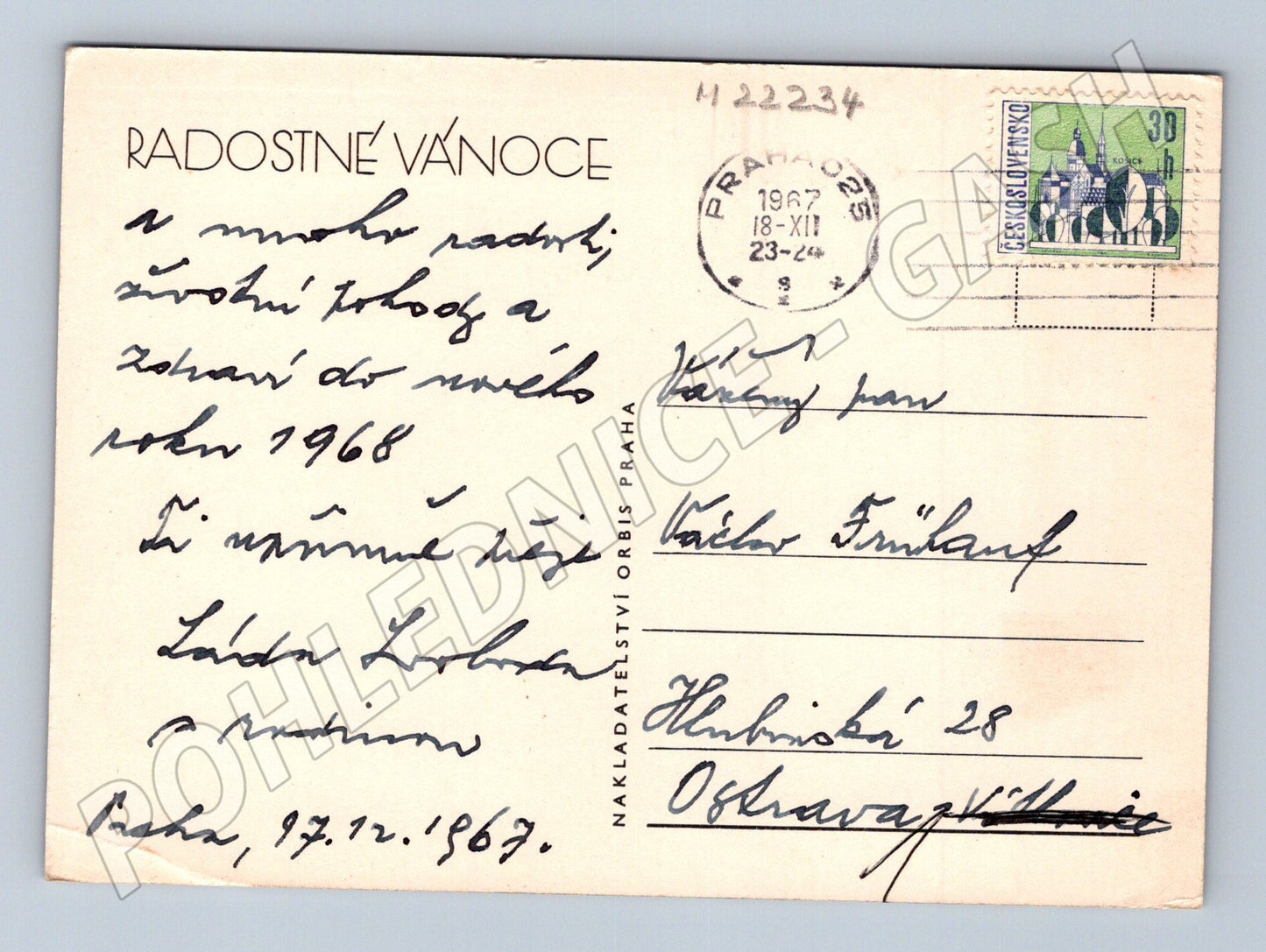 Pohlednice Vánoční zátiší 1967 (M22234)