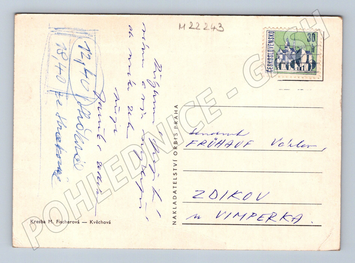 Pohlednice Vánoční koleda ilustrace 1970 (M22243)