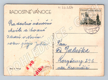 Pohlednice Betlém Vánoce 1954 (M22254)