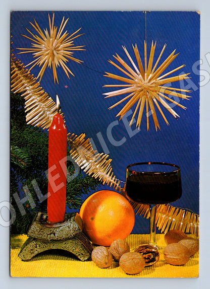Pohlednice Vánoční zátiší slámové ozdoby 1975 (M22256)