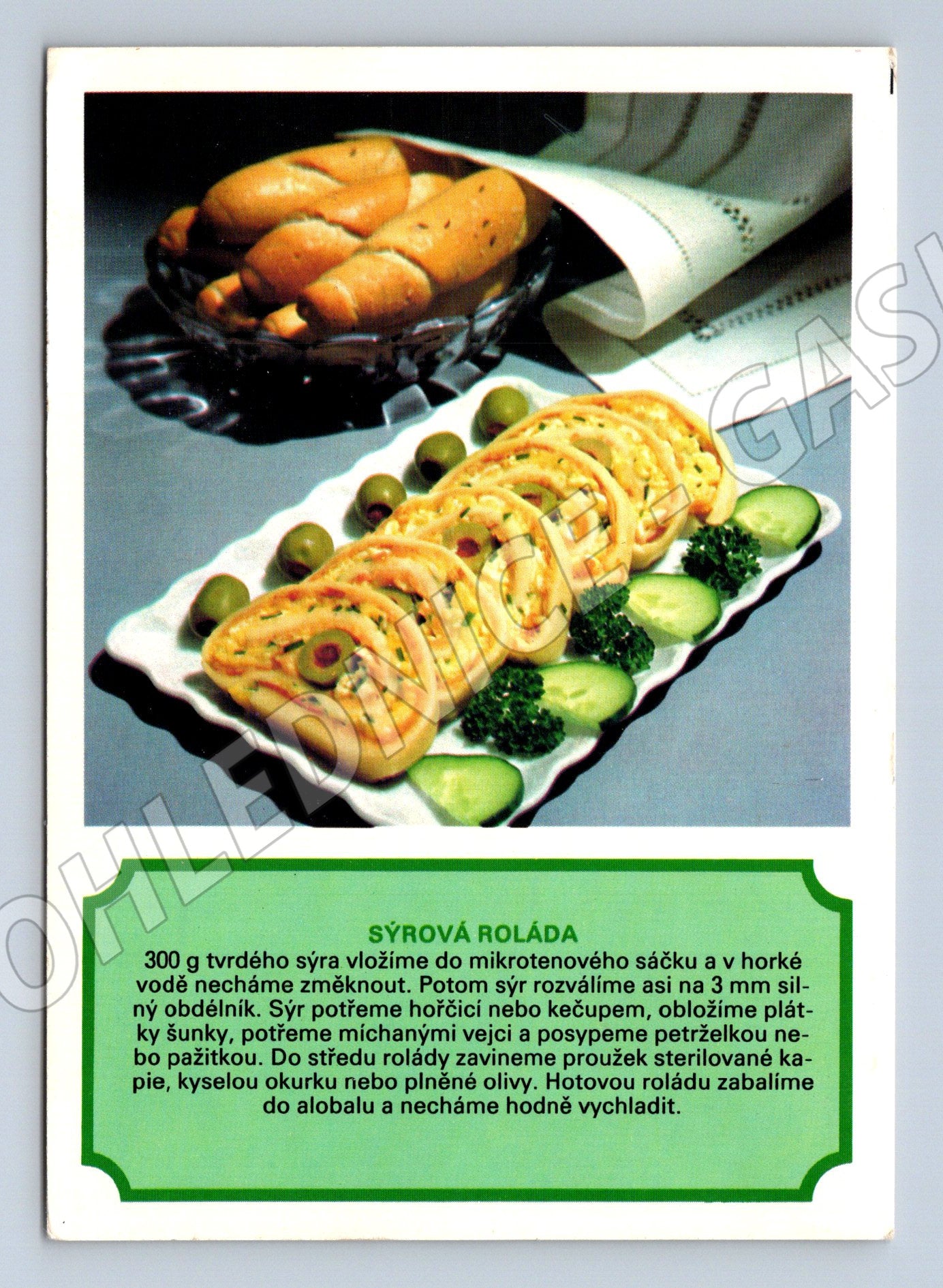 Pohlednice Sýrová roláda recept 1983 (M22259)