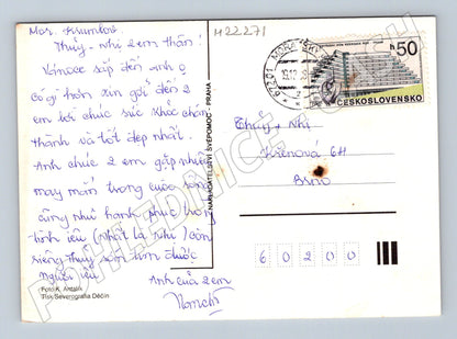 Pohlednice Vánoce svíčka ozdoby 1973 (M22271)
