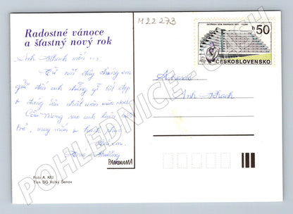 Pohlednice vánoční motiv svíčka a baňky (M22273)