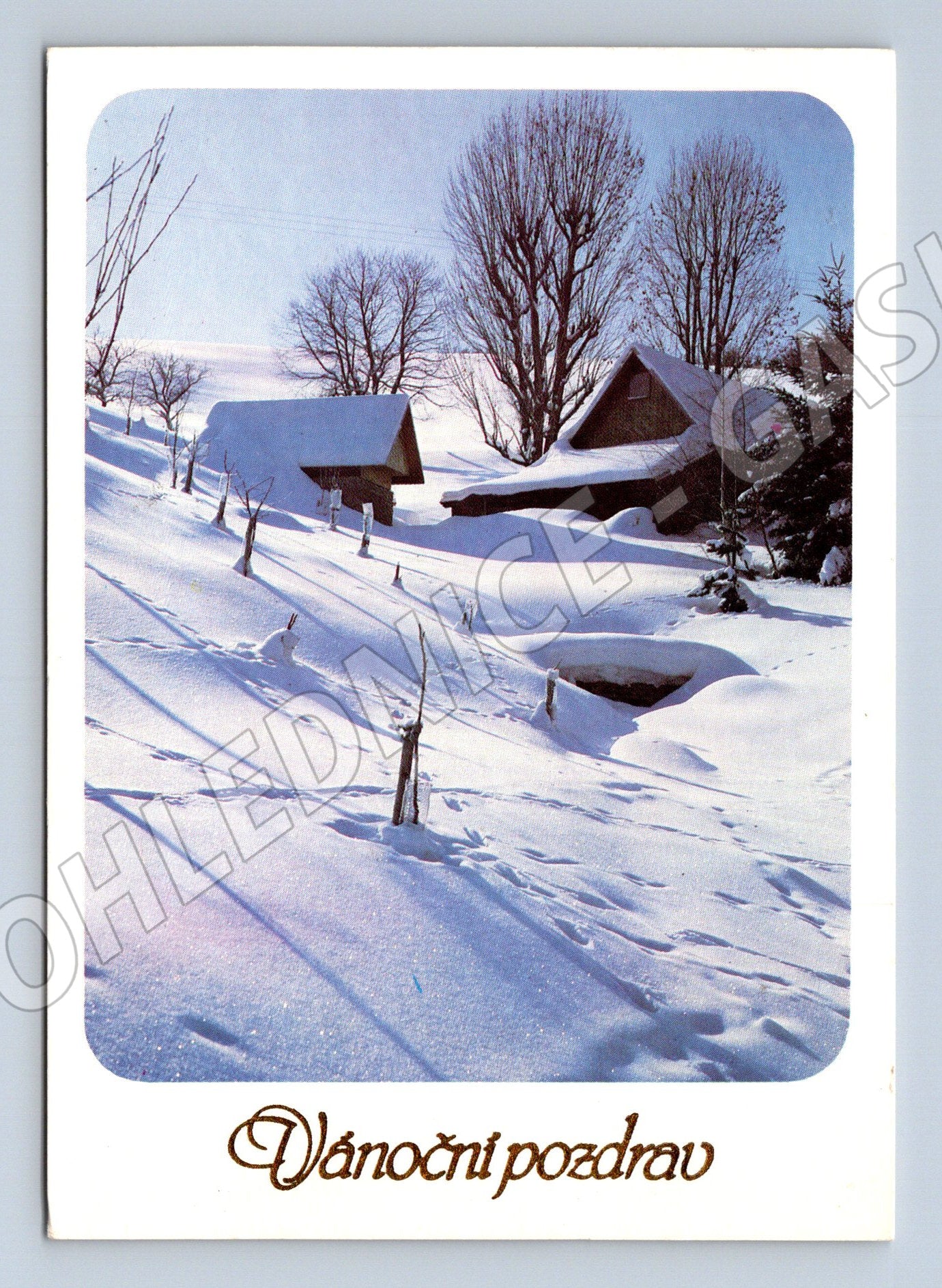 Pohlednice Vánoční pozdrav zasněžená krajina 1989 (M22274)