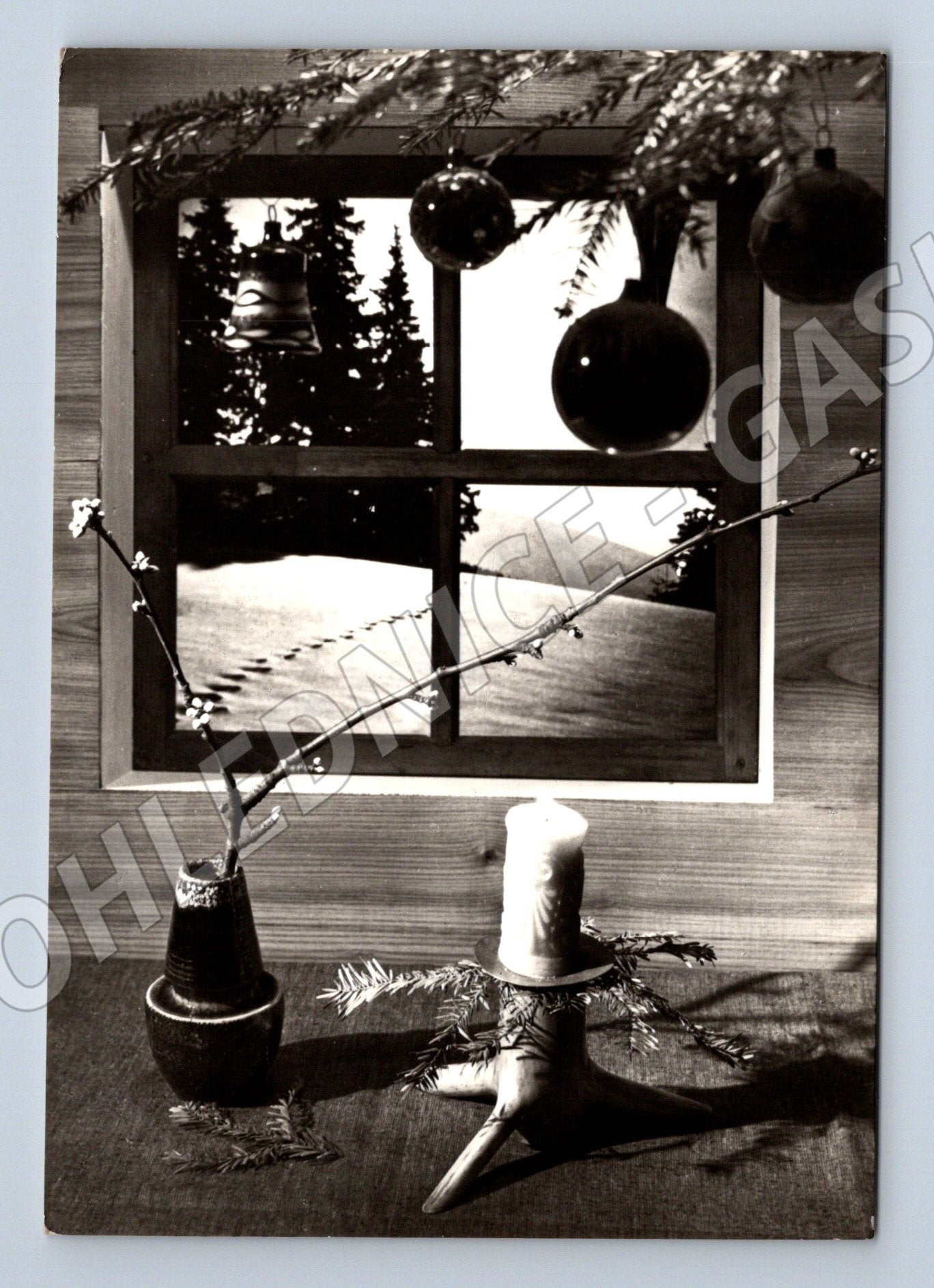 Pohlednice vánoční zátiší Nový rok 1963 (M22291)