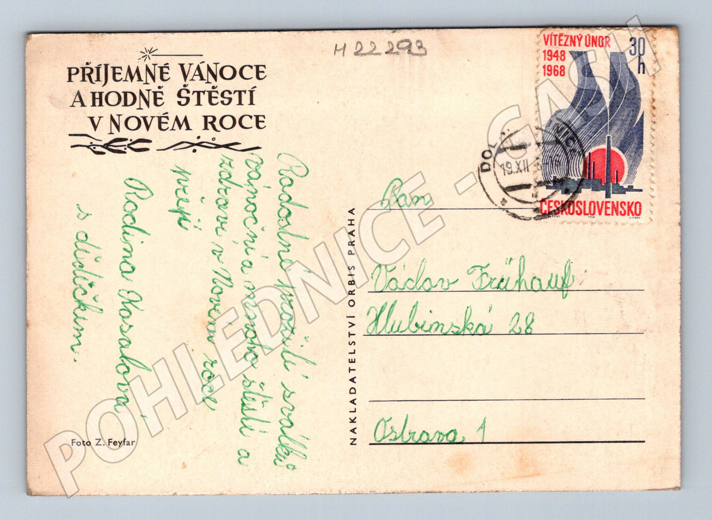 Pohlednice Zimní horská krajina 1968 (M22293)