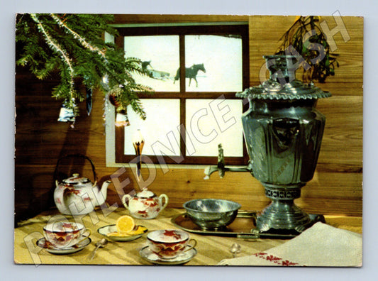 Pohlednice Vánoční pozdrav samovar 1968 (M22294)