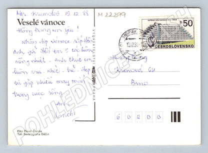 Pohlednice vánoční cukroví ovoce svíčka 1988 (M22299)