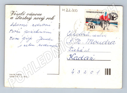 Pohlednice Vánoční jablka mísa 1980 (M22300)