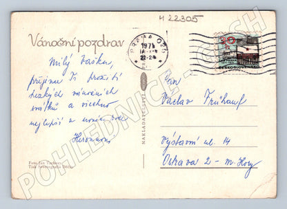 Pohlednice vánoční stromek a ozdoby 1971 (M22305)