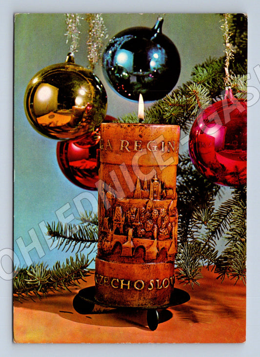Pohlednice vánoční motiv svíčka ozdoby (M22306)