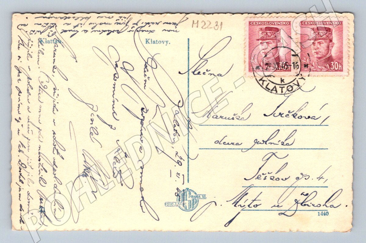 Pohlednice Klatovy Československo raz 1950 (M2231)