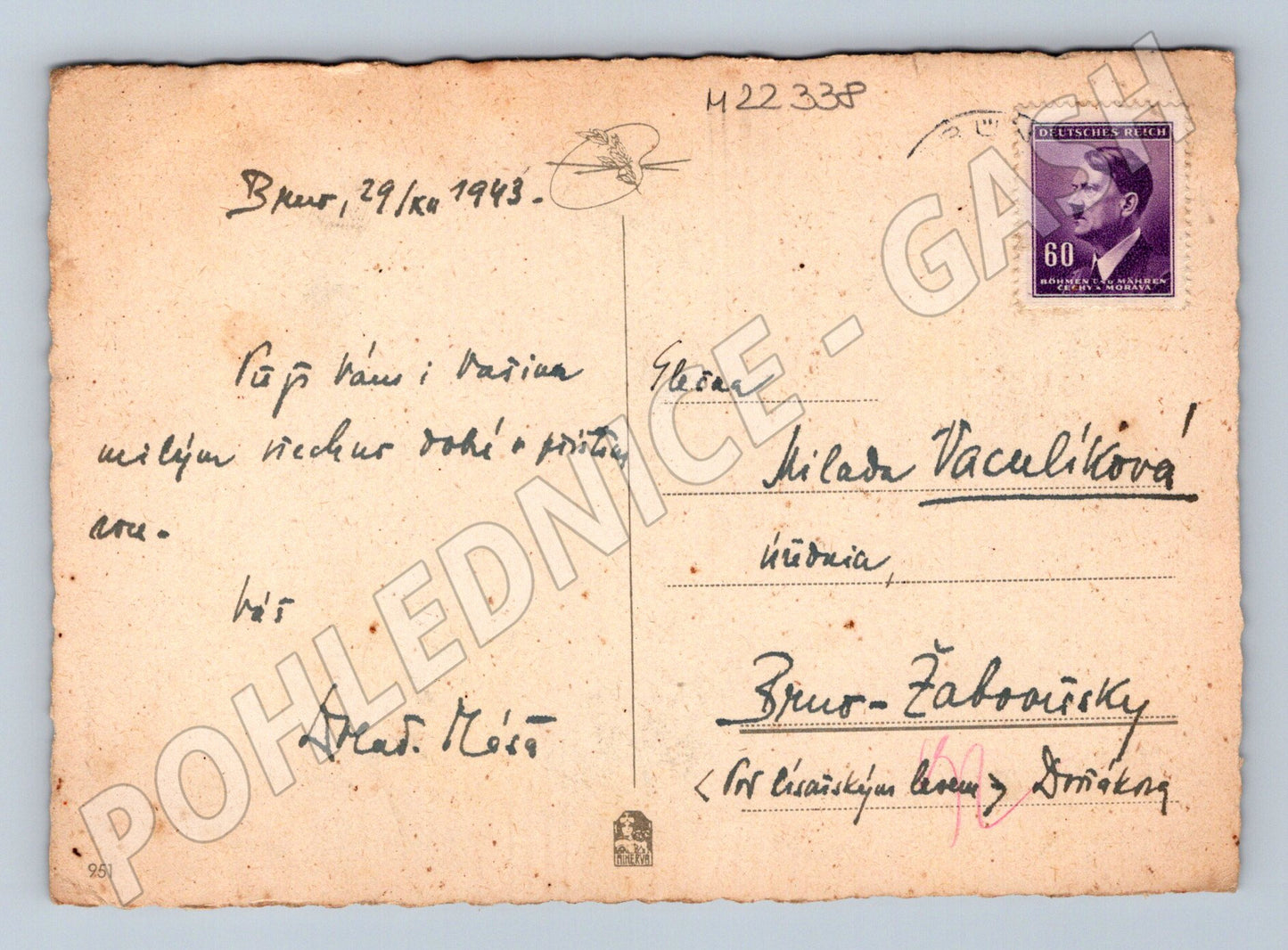 Pohlednice Květiny 1943 (M22338)
