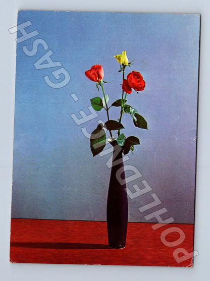 Pohlednice Kytice růží ve váze 1969 (M22344)