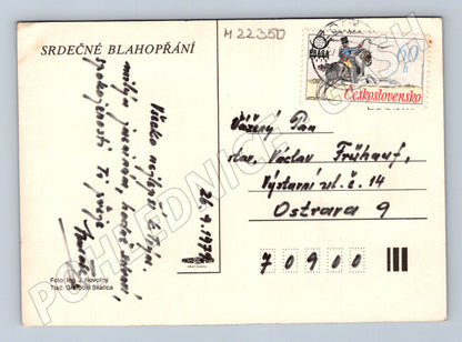 Pohlednice Srdečné blahopřání karafiáty 1979 (M22350)
