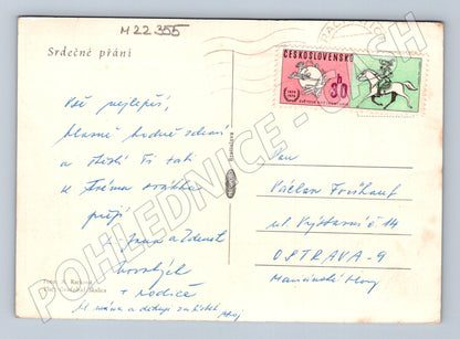 Pohlednice Československo Červené růže s kapkami 1974 (M22355)