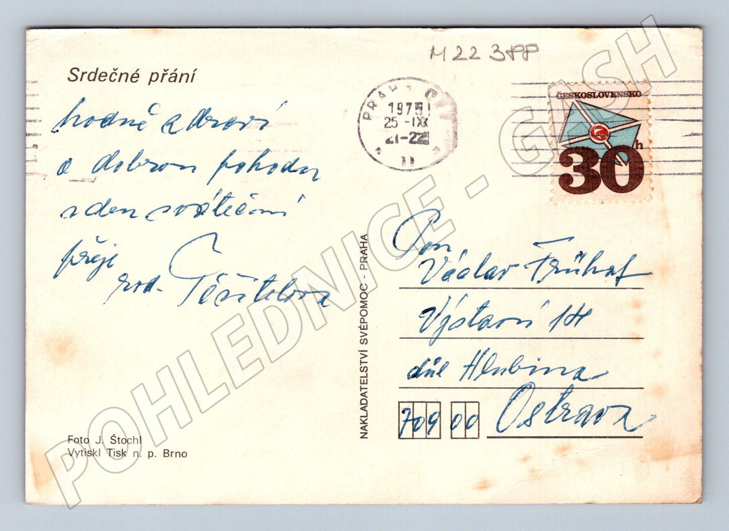 Pohlednice květiny gerbery 1975 (M22388)