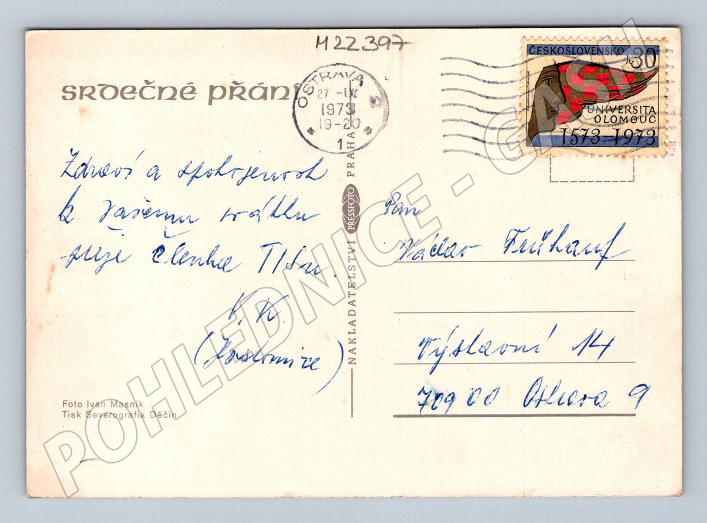 Pohlednice tři růže 1973 (M22397)