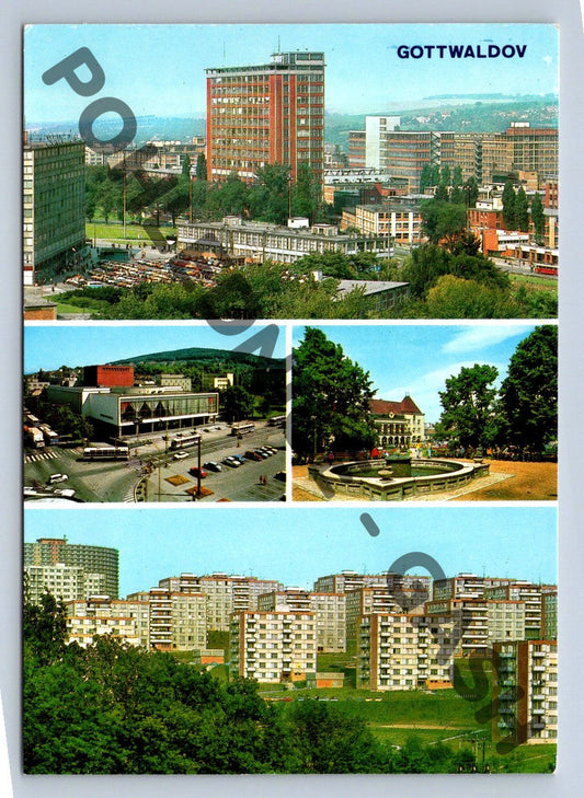 Pohlednice Gottwaldov (Zlín), více záběrů města (M224)