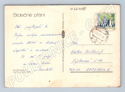 Pohlednice Růže srdečné přání 1973 (M22405)
