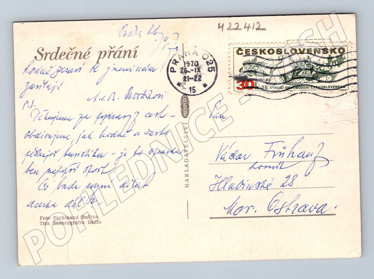 Pohlednice Kytice žlutých květin 1970 (M22412)