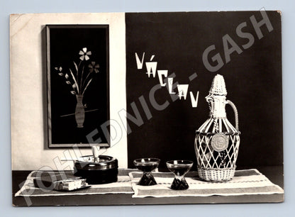 Pohlednice Václav láhev a skleničky 1978 (M22416)