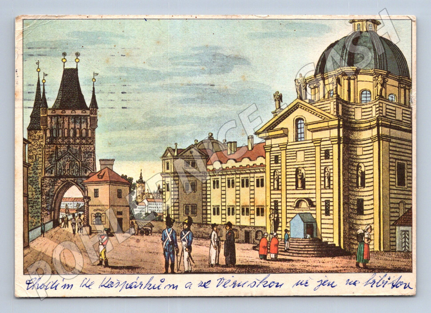 Pohlednice Praha Malostranské náměstí historická scéna 1972 (M22431)