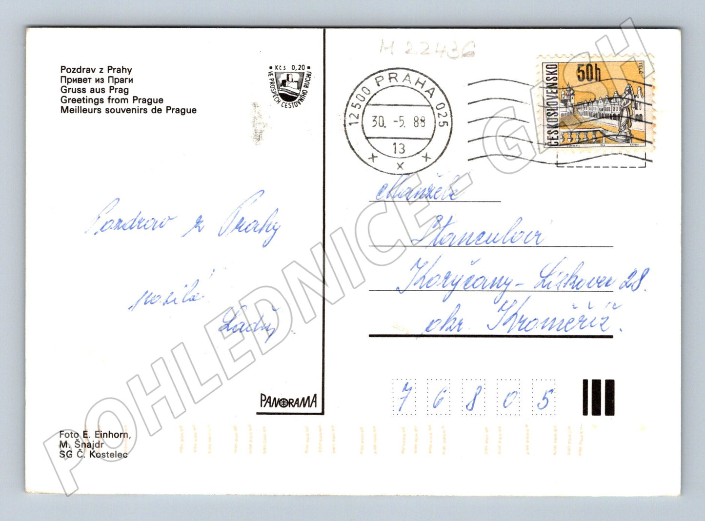 Pohlednice Praha různé pohledy 1989 (M22436)