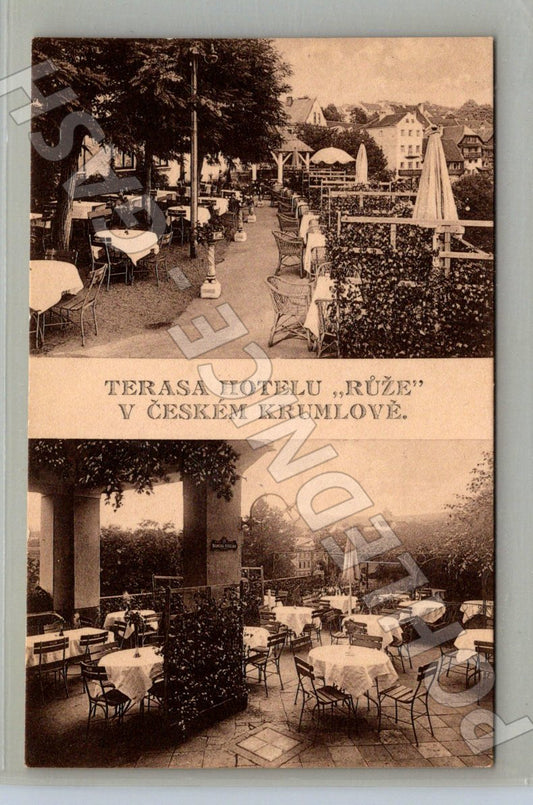 Pohlednice Český Krumlov terasa hotelu Růže (M2244)
