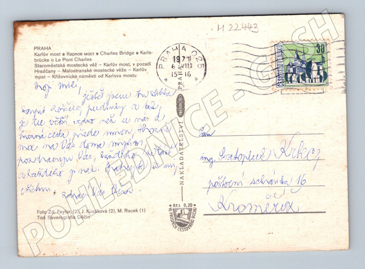 Pohlednice Praha Karlův most 1971 (M22443)