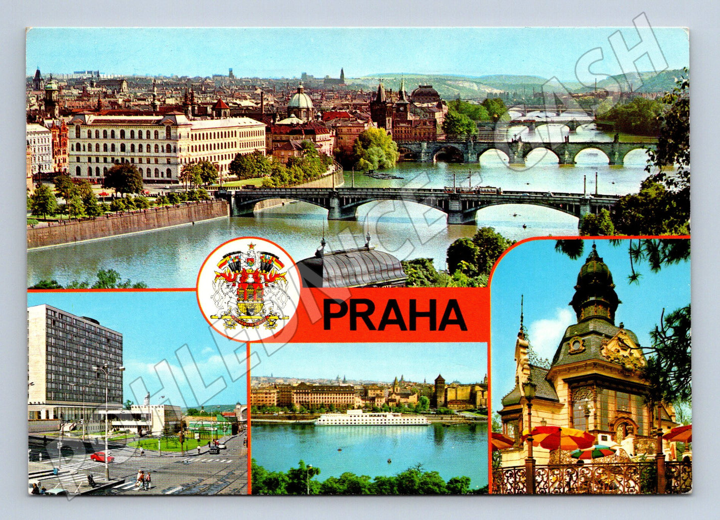 Pohlednice Praha multi-view Vltava mosty 1970 (M22452)