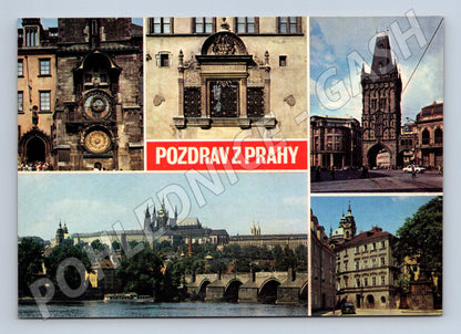Pohlednice Praha historické památky koláž cca 1970s (M22457)