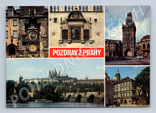 Pohlednice Praha historické památky koláž cca 1970s (M22457)