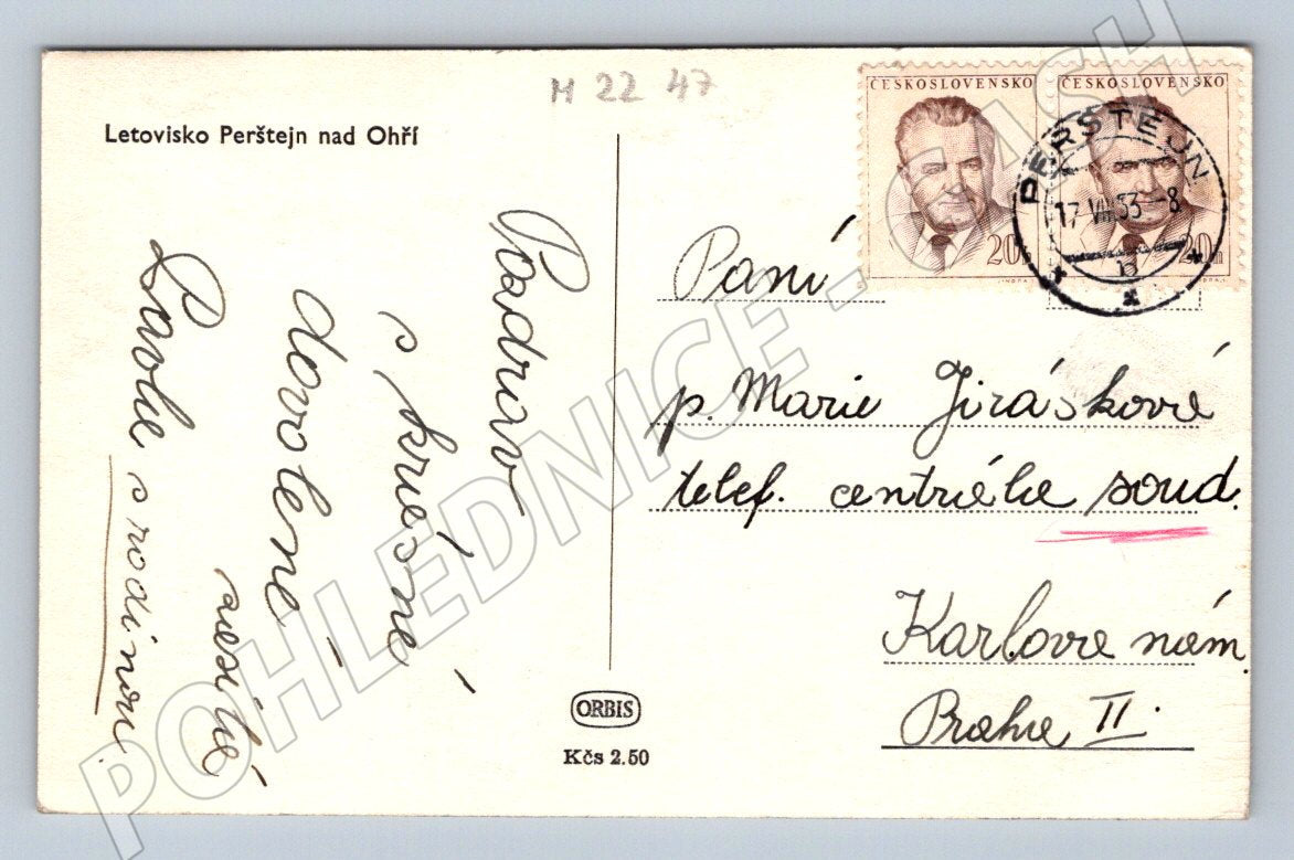 Pohlednice Perštejn nad Ohří letovisko 1953 (M2247)