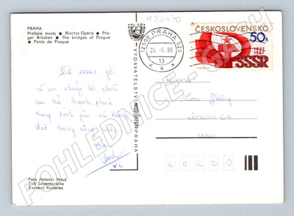 Pohlednice Praha panorama mosty 1988 (M22470)
