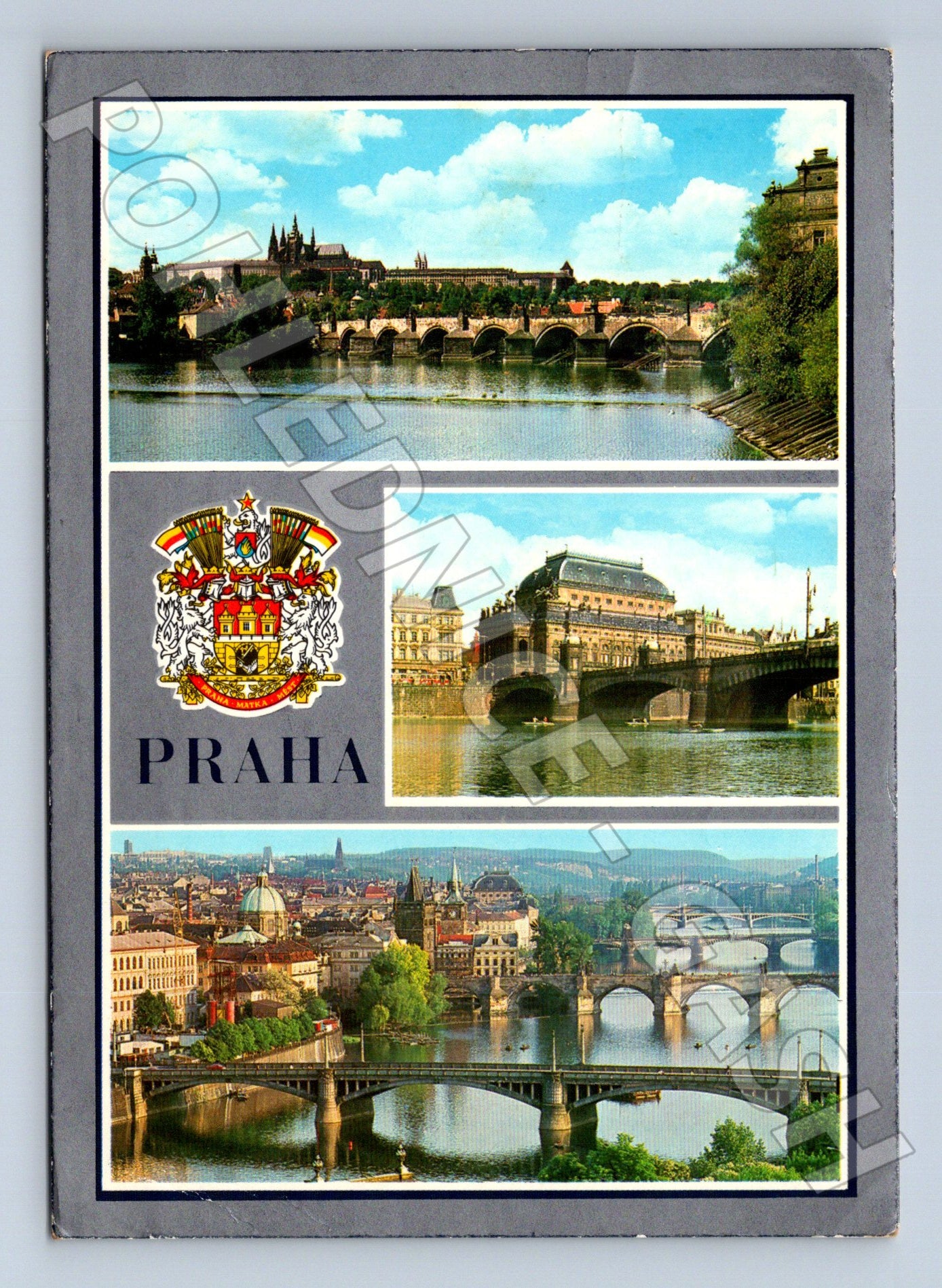 Pohlednice Praha panorama Karlův most Národní divadlo 1963 (M22482)