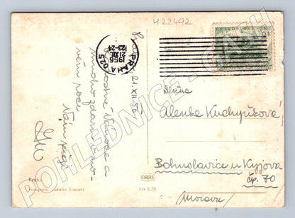 Pohlednice Praha Václavské náměstí Vánoční pozdrav 1956 (M22492)
