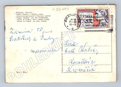 Pohlednice Praha Pražská Benátky z Karlova mostu 1960 (M22499)