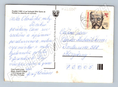 Pohlednice Jeseníky Praděd vodopád mapa (M22508)